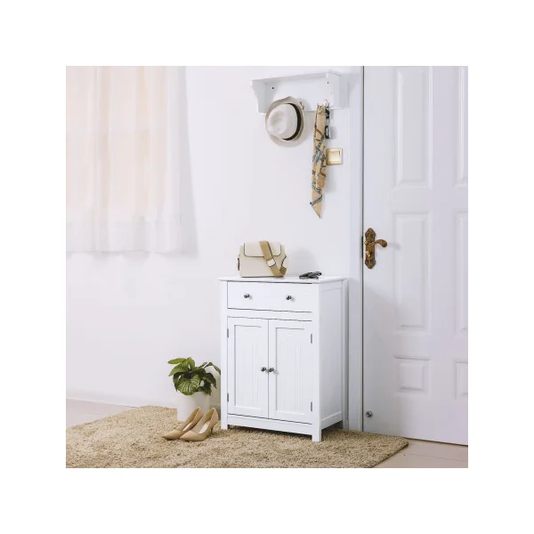 Meuble de Rangement Blanc Meuble de Salle de Bains Placard Style Cottage