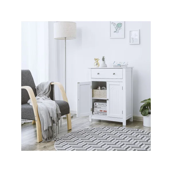 Meuble de Rangement Blanc Meuble de Salle de Bains Placard Style Cottage