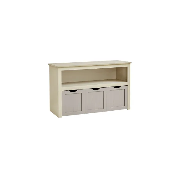 Meuble de Rangement Jouets Beige Sable 3 Rangements à Roulettes Rangement Chambre Salon