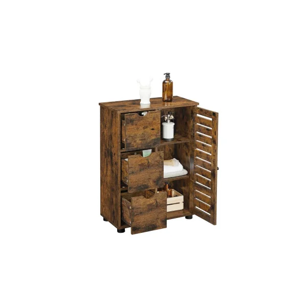 Meuble de Rangement Salon Chambre 3 Tiroirs 1 Placards Meuble Salle de Bain Rustique Buffet Tendance