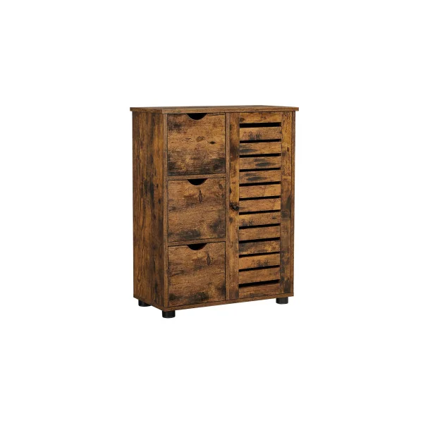 Meuble de Rangement Salon Chambre 3 Tiroirs 1 Placards Meuble Salle de Bain Rustique Buffet Tendance
