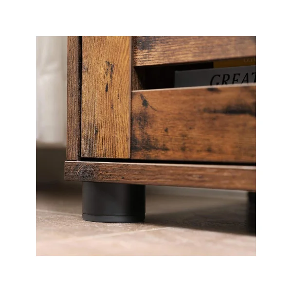 Meuble de Salle de Bain Marron Rustique Meuble de Rangement 2 Portes Placard 4 Niveaux