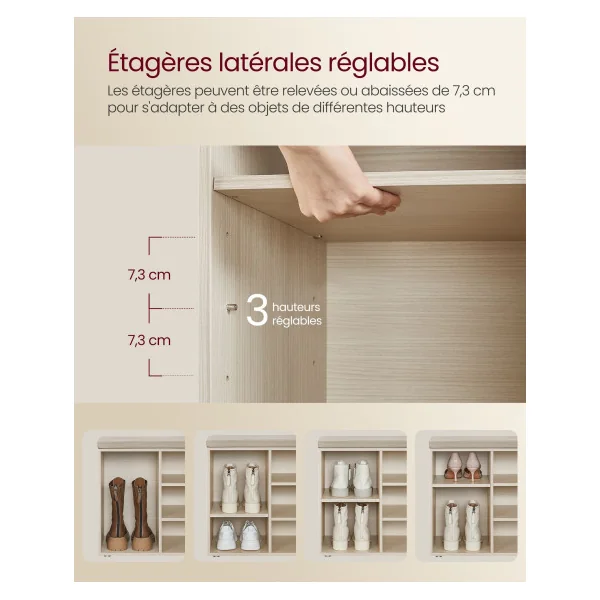 Meuble d’Entrée avec Siège Banc à Chaussures Étagère à Chaussures 10 Compartiments 104 x 30 x 48 cm Beige