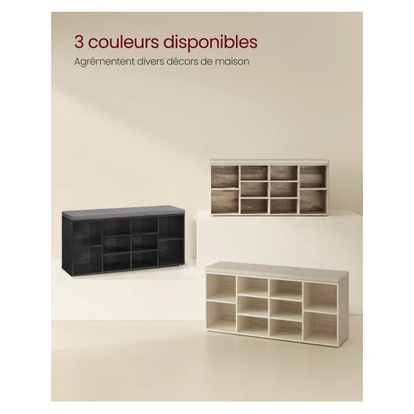 Meuble d’Entrée avec Siège Banc à Chaussures Étagère à Chaussures 10 Compartiments 104 x 30 x 48 cm Beige