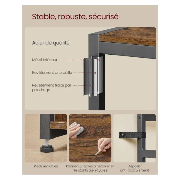 Meuble d'Entrée Banc à Chaussures Porte-Manteau avec Etagères à Chaussures Marron Rustique Noir