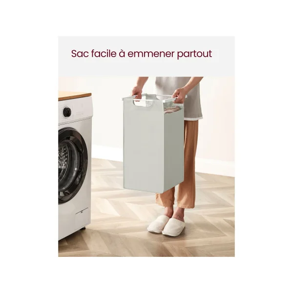 Meuble Panier à Linge Blanc 2 Compartiments 2x46L Corbeille à Linge Bac à Linge Sale