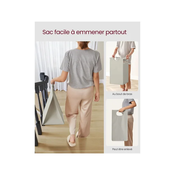 Meuble Panier à Linge Blanc 2 Compartiments 2x46L Corbeille à Linge Bac à Linge Sale