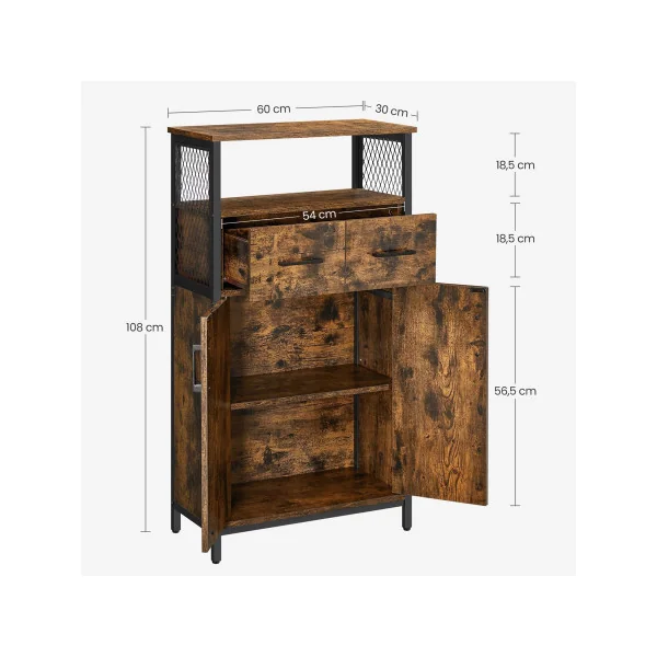 Meuble Rangement avec Tiroir Buffet Salon Placard Cuisine Étagère Réglable Meuble de Salle de Bain Marron Rustique