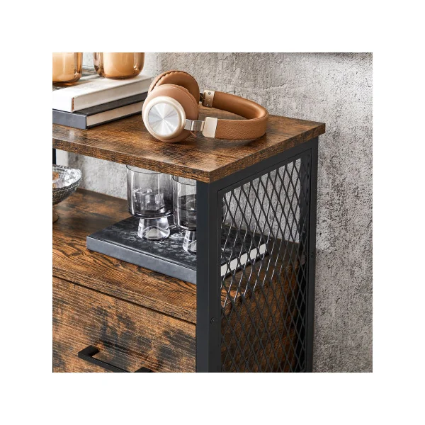 Meuble Rangement avec Tiroir Buffet Salon Placard Cuisine Étagère Réglable Meuble de Salle de Bain Marron Rustique
