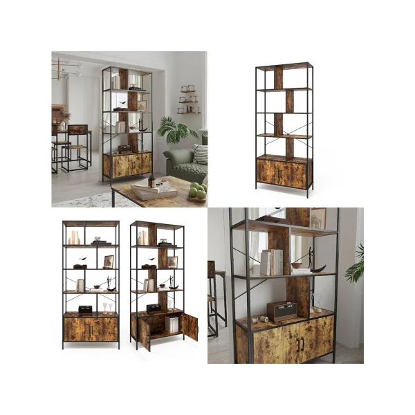 Meuble Rangement Chêne Rustique 8 Compartiments 2 Placards Séparateur de Pièce