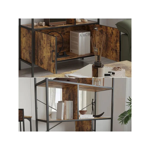 Meuble Rangement Chêne Rustique 8 Compartiments 2 Placards Séparateur de Pièce