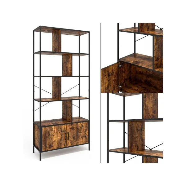 Meuble Rangement Chêne Rustique 8 Compartiments 2 Placards Séparateur de Pièce