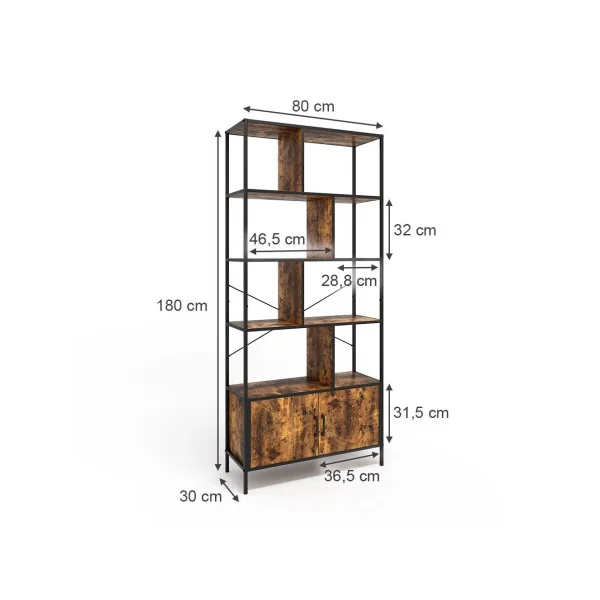 Meuble Rangement Chêne Rustique 8 Compartiments 2 Placards Séparateur de Pièce