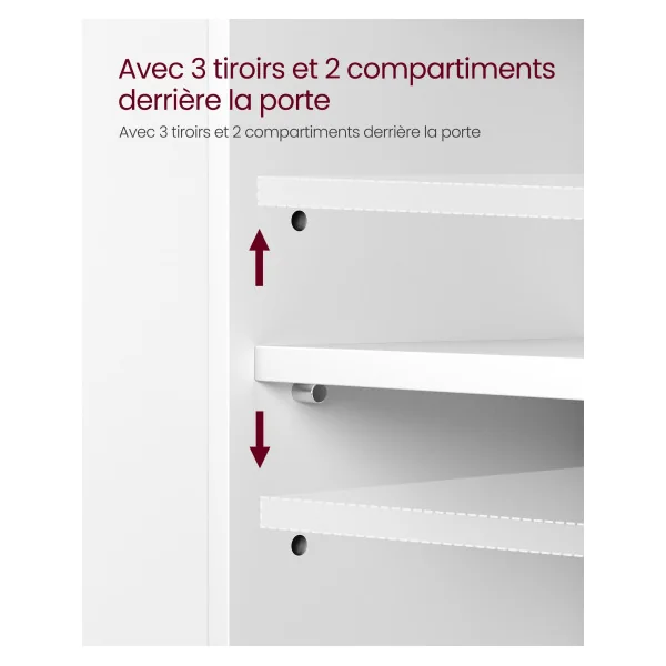 Meuble sous Lavabo 3 Tiroirs Latéraux Meuble de Salle de Bain Blanc Nuage