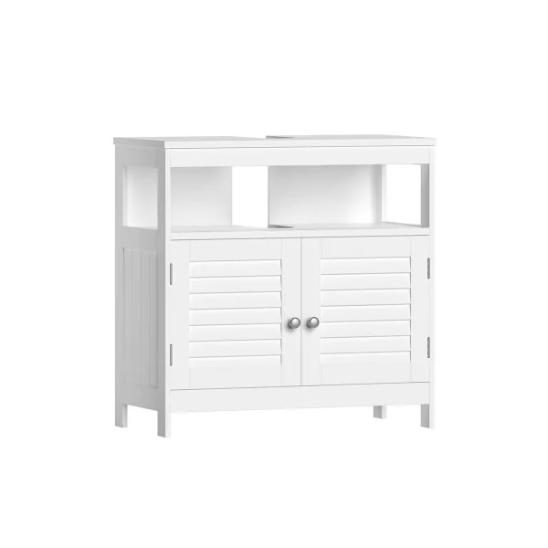 Meuble Sous Lavabo Armoire de Rangement Meuble de Salle de Bain 2 Portes Volets