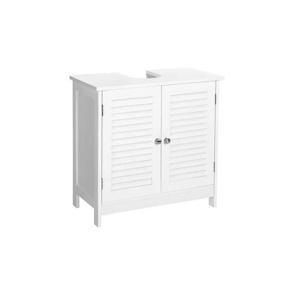 Meuble Sous Lavabo Blanc 2 Portes persienne Meuble de Salle de Bain avec Placard de Rangement