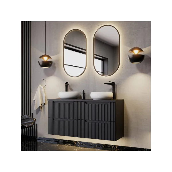 Meuble Sous Lavabo Noir Graphique 51 x 40 x 60 cm Meuble Sous Vasque Moderne