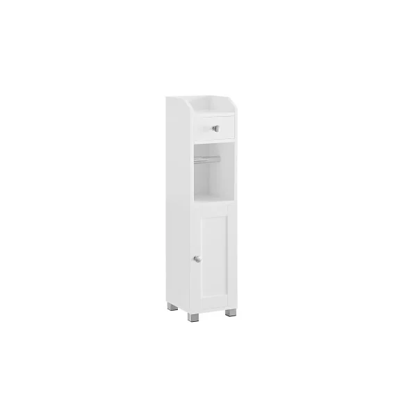 Meuble Toilettes Blanc avec Support pour Papiers Colonne Armoire de WC