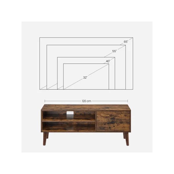 Meuble TV 120x49x50 cm Support Télé jusqu'à 55 Pouces Marron Rustique