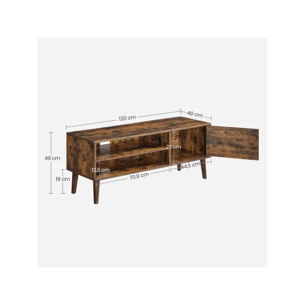 Meuble TV 120x49x50 cm Support Télé jusqu'à 55 Pouces Marron Rustique