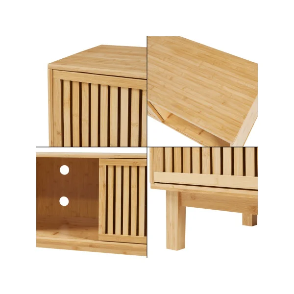 Meuble TV 150 cm Bambou Massif Meuble Télévision Bambou Banc Tv Tendance