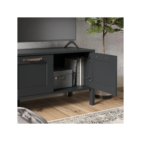 Meuble TV 3 Portes 120 cm Meuble Téléviseur Gris Anthracite Meuble Télé Moderne