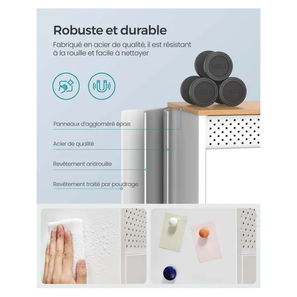 Meuble TV avec 3 Etagères Réglable 2 Placards Chêne et Blanc Meuble Télévision