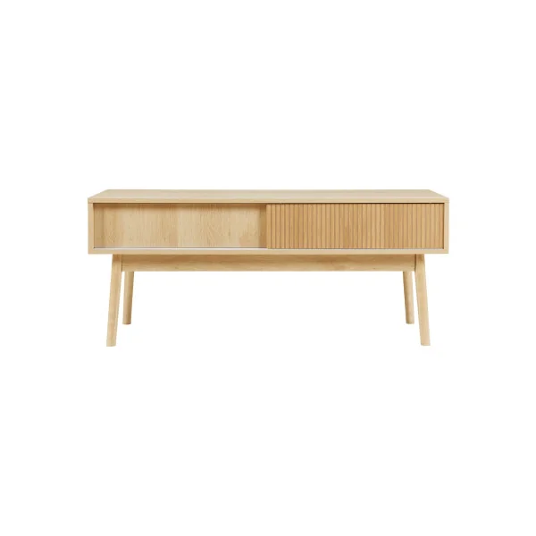 Meuble TV Chêne 115cm 2 Placards sur Rail Table Télévision Moderne Meuble Télé Salon