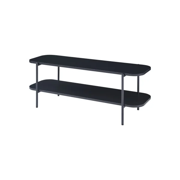 Meuble TV Moderne 2 Niveaux 120 x 40 x 45 cm Noir Meuble Télévision Epuré