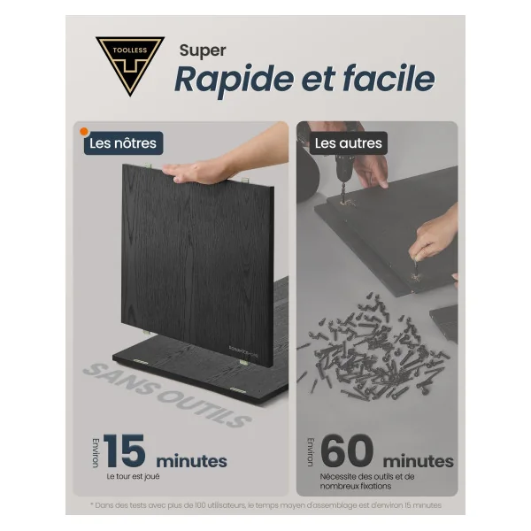 Meuble TV Noyer et Noir Boisé Buffet avec Eclairage Meuble de Rangement Salon