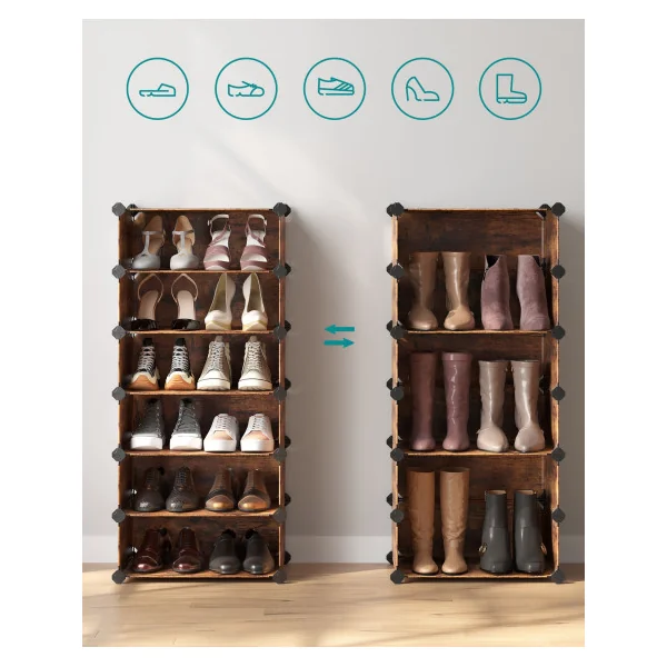 Meuble à Chaussures Boite à Chaussures 10 Compartiments en Plastique Marron Rustique