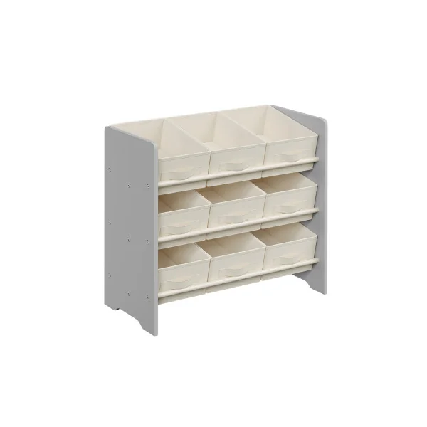 Meuble Étagère avec 9 Boîtes Jouets pour Enfants Gris Rangement Jouet