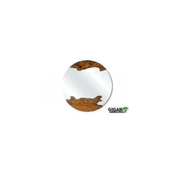 MIROIR EN TECK TEMPEL ROND NATUREL DIAM 60 CM X 3 CM