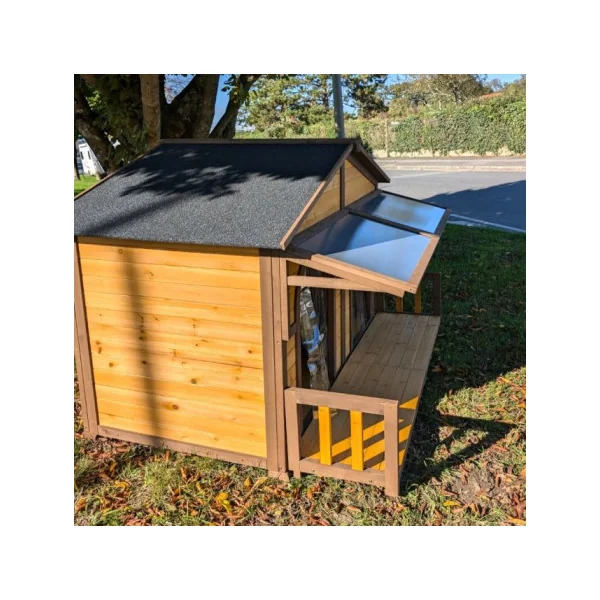 Niche XXXL Double Toit Shingle + Terrasse + Auvent Niche Chien Double Niche Gros Chien