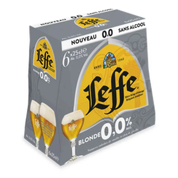 Pack de bière blonde 0° sans alcool, Leffe (6 x 25 cl)