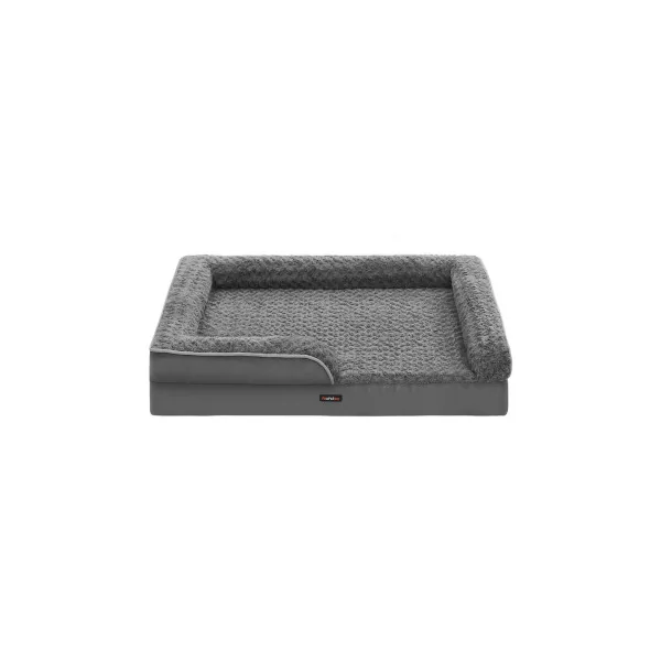 Panier Chien Orthopédique Tissu Peluche 106x81 cm Gris Ardoise Mousse Alvéolée