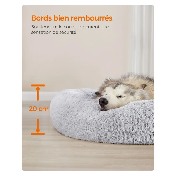 Panier Chien XXL Ø140 cm Gris clair Lit Doux pour Chien Chat