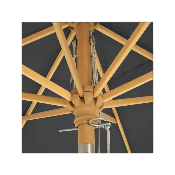 Parasol Bois de Hêtre Ø3 m Gris Ombrelle de Jardin Octogonal