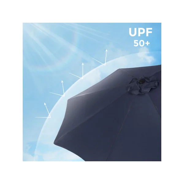 Parasol de jardin Bleu Marine Ø 300 cm UV50+ Octogonal Toile Polyester Inclinable pour Extérieur Terrasse Jardin Balcon