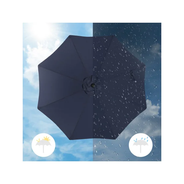 Parasol de jardin Bleu Marine Ø 300 cm UV50+ Octogonal Toile Polyester Inclinable pour Extérieur Terrasse Jardin Balcon