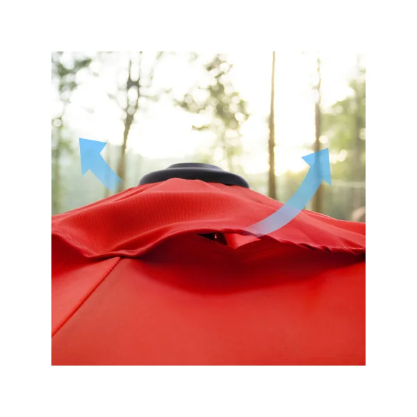 Parasol de jardin Rouge Ø 300 cm UV50+ Octogonal Toile Polyester Inclinable pour Extérieur Terrasse Jardin Balcon