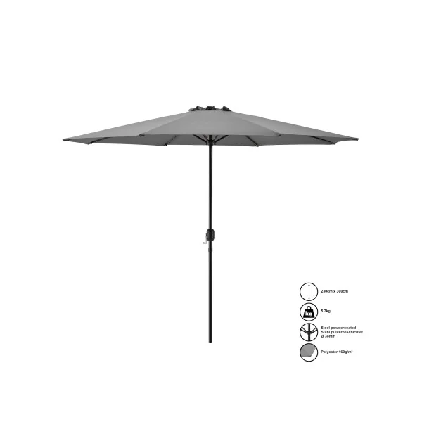 Parasol de Jardin Résistant 300 x 230 cm Gris