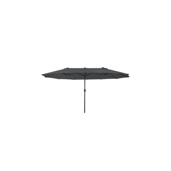 Parasol Double Gris 4,6 x 2,7 m Ombrelle Extra Large pour Terrasse avec Manivelle