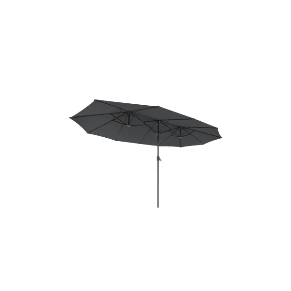 Parasol Double Gris 4,6 x 2,7 m Ombrelle Extra Large pour Terrasse avec Manivelle