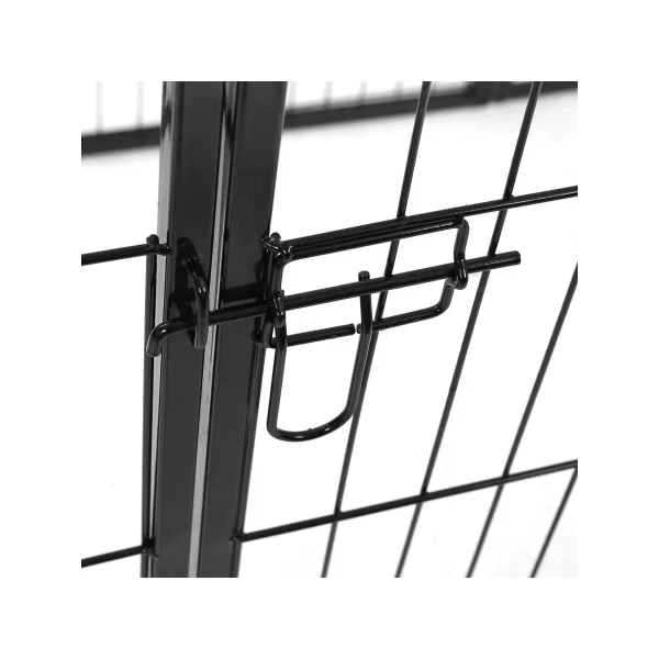 Parc Chien 8 Panneaux de 77x100 cm Noir avec 1 Porte Enclos Chien Parc Chiot