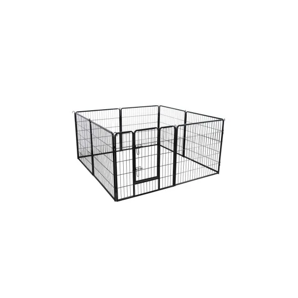 Parc Chien 8 Panneaux de 80x80 cm Gris avec 1 Porte Enclos Chien Parc Chiot