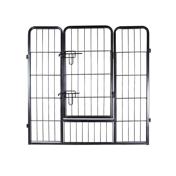 Parc Chien 8 Panneaux de 80x80 cm Gris avec 1 Porte Enclos Chien Parc Chiot