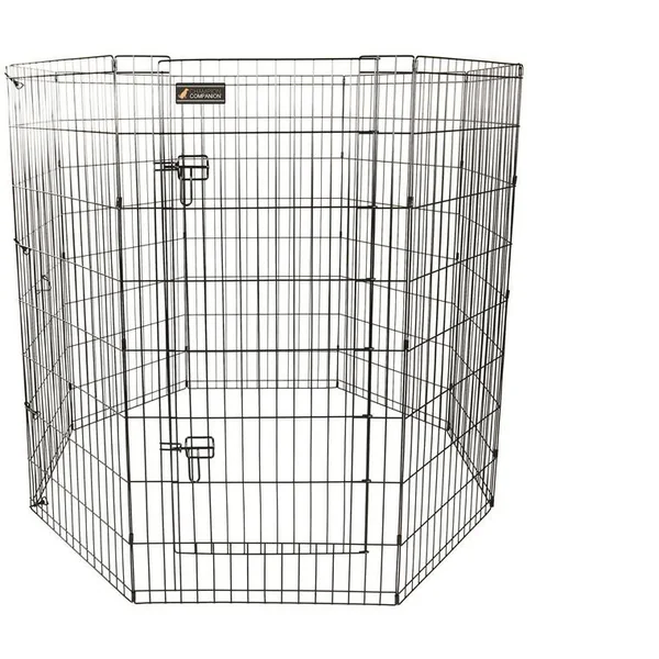 Parc pour chien en métal noir - 8 panneaux de 121cm x 61cm