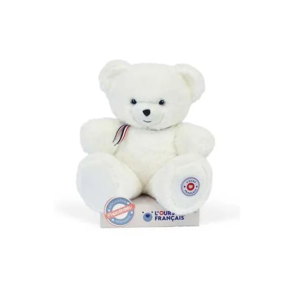 Peluche L'ours français 35 cm blanc flocon