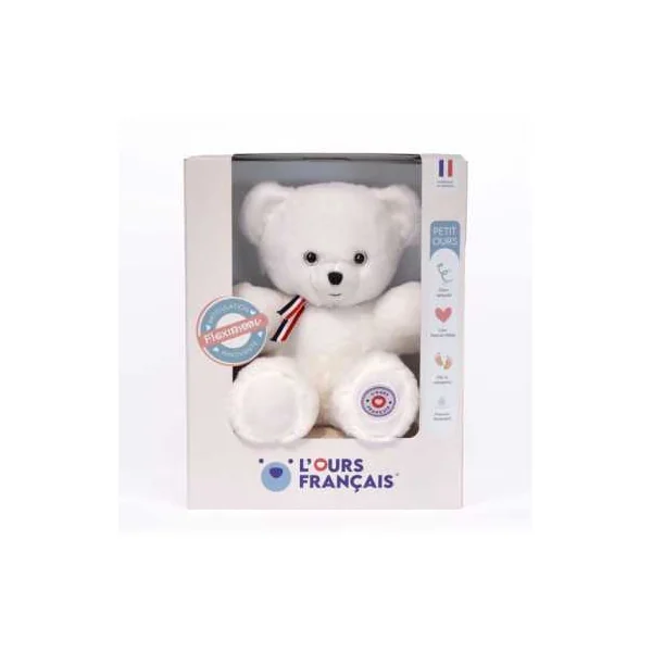 Peluche petit ours blanc L'ours français 25 cm